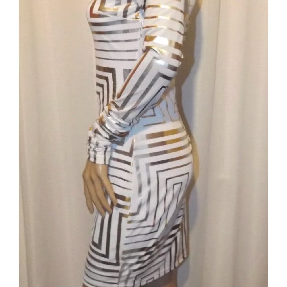 BEBE Addiction Metallic Foil Bodycon Dress Size XS